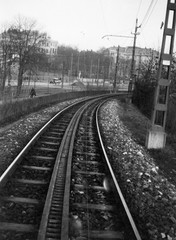 Hungary, Budapest XII., Városmajor, háttérben a Szilágyi Erzsébet (Olasz) fasor a Fogaskerekű végállomásánál., 1935, Magyar Bálint, funicular train, Budapest, Fortepan #55584