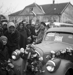 1938, Magyar Bálint, sajtófotó, csoportkép, automobil, Skoda Popular, Fortepan #55826