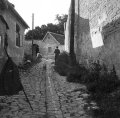 Magyarország, Tabán, Budapest I., Holdvilág utca a Kereszt tér felől., 1933, Magyar Bálint, festő, Budapest, Fortepan #55904