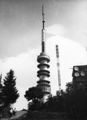 Magyarország, Kékestető, Tv adótorony, háttérben az 1958-ban épült antenna torony., 1980, Rádió és Televízió Újság, tévétorony, Fortepan #56362