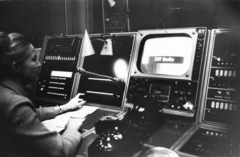 Magyarország, Budapest V., MTV stúdió, Intervízió átvétel., 1969, Rádió és Televízió Újság, Varga Zoltán, telefon, Magyar Televízió, vezérlőterem, Budapest, Fortepan #56426