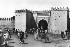 Morocco, Oujda, Sidi Abdelwahab-kapu (La Porte des Têtes)., 1935, Balassa Péter, genre painting, donkey, Fortepan #56605