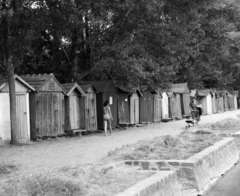 Magyarország,Balaton, Révfülöp, Strand., 1940, Góg Emese, kabinsor, Fortepan #56795