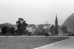 Magyarország, Tabán, Budapest I., Alexandriai Szent Katalin-templom a Buzogány torony felől nézve., 1968, Karabélyos Péter, Budapest, Fortepan #57315