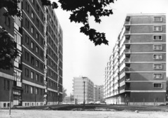 Magyarország, Budapest III., az Árpád fejedelem útja épületei a Nagyszombat utca felől nézve., 1966, Fortepan, lakótelep, lámpaoszlop, neon lámpa, Budapest, Fortepan #57578