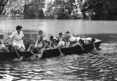 Hungary, Fót, Gyermekváros, tó a kastély parkjában., 1963, Fortepan, boating, boat, kids, Fortepan #57628