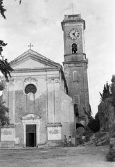 France, Èze, Szűz Mária Mennybemenetele templom (Notre-Dame de l'Assomption)., 1958, Pierre Varga, church clock, Fortepan #57974