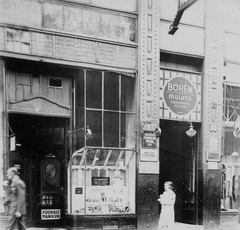 Hungary, Budapest VII., Klauzál utca 2., Bohém mulató., 1932, Horváth Lajos, hairdresser, Budapest, sign-board, Secession, Fortepan #58217