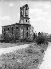 Magyarország, Tabán, Budapest I., Szent Demeter szerb templom., 1945, Fortepan, templom, járműroncs, rom, épületkár, Budapest, Fortepan #5825