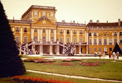 Magyarország, Fertőd, Esterházy-kastély., 1980, Nagy Zoltán, kastély, színes, szökőkút, lépcső, palota, szoborcsoport, rokokó stílus, Melchior Hefele-terv, Johann Ferdinand Mödlhammer-terv, Fortepan #58359