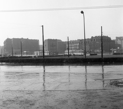 Germany, Berlin, Kelet-Berlin, Alexanderplatz., 1962, Nagy Gyula, tram, GDR, rain, East-Berlin, public transport, Fortepan #58490