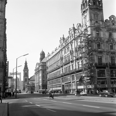 Magyarország, Budapest V., Szabad sajtó út az Erzsébet híd felé nézve., 1964, Nagy Gyula, híd, Budapest, Duna-híd, Sávoly Pál-terv, Fortepan #58545