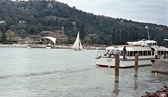 Hungary,Lake Balaton, Tihany, Almádi vízibusz a kikötőben., 1963, Herbály István, ship, sailboat, port, boat station, water bus, Almádi ship, Fortepan #58861