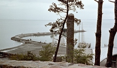 Hungary,Lake Balaton, Tihany, hajóállomás, a Darányi Ignác emlékműtől nézve., 1963, Herbály István, colorful, Fortepan #58864