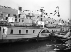 Hungary, Budapest V., Visegrád gőzhajó a Vigadó téri hajóállomásnál., 1916, Németh Tamás, Urai Dezső, ship, flag, Budapest, SZOT Visegrád/Visegrád/Imre ship, Fortepan #59071