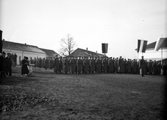 Serbia, 1916, Németh Tamás, Urai Dezső, flag, military, genre painting, German soldier, standing at attention, Fortepan #59093