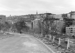 Magyarország, Naphegy, Budapest I., Gellérthegy utca, lent az Attila út házai., 1975, Fortepan, korlát, utcakép, látkép, Budapest, Fortepan #5945