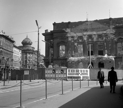 Magyarország, Budapest VIII., Blaha Lujza tér, a Nemzeti Színház bontása., 1965, Nagy Gyula, színházművészet, nemzeti színház, épületbontás, Fellner és Helmer-terv, eklektikus építészet, Budapest, Fortepan #59851