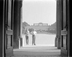 Ausztria, Bécs, Schönbrunni-kastély, a park és a háttérben a Gloriette, 1966, Fortepan, gloriett, Johann Ferdinand Hetzendorf von Hohenberg-terv, Fortepan #6003