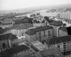 Németország, Drezda, kilátás a Városháza tornyából az Albertbrücke felé., 1970, Gárdos György, látkép, NDK, Fortepan #60585