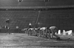 Magyarország, Népstadion, Budapest XIV., 1962, Lencse Zoltán, stadion, atlétika, futóverseny, rajtgép, Budapest, Fortepan #60844