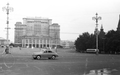 Oroszország, Moszkva, Manézs tér, Moszkva Szálló., 1962, Lencse Zoltán, Szovjetunió, szálloda, étterem, trolibusz, lámpaoszlop, Alexej Scsucsev-terv, Fortepan #60897