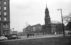 Germany, Dresden, Dr.-Külz-Ring az Altmarkt felé nézve, szemben a Kreuzkirche, balra a távolban a Kulturpalast., 1971, Lencse Zoltán, GDR, scooter, CZ-brand, Fortepan #61156