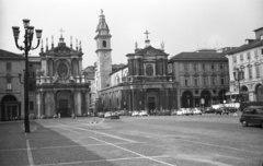 Olaszország, Torino, Piazza San Carlo, a Via Roma torkolatánál a Santa Cristina és a San Carlo templom., 1973, Lencse Zoltán, barokk-stílus, katolikus, Maurizio Valperga-terv, Ferdinando Caronesi-terv, Fortepan #61395