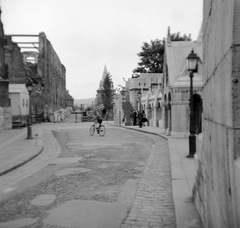 Magyarország, Halászbástya,budai Vár, Budapest I., 1959, Fortepan, kerékpár, Schulek Frigyes-terv, gázlámpa, Budapest, Fortepan #6241