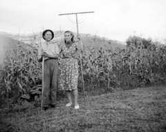 1947, Fortepan, agriculture, man and woman, rake, prong, Fortepan #6243