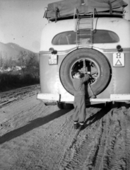 1955, A R, bus, Hungarian brand, kid, number plate, spare wheel, country code sign, Fortepan #62533