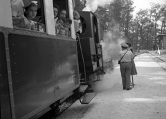 Hungary, Budapest XII., Gyermekvasút (Úttörővasút), János-hegy állomás., 1955, A R, Children's railway, Budapest, Fortepan #62534