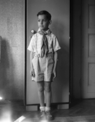 Hungary, 1954, A R, kid, shorts, tie, Fortepan #62538