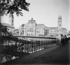 Románia,Erdély, Nagyvárad, Szent László híd a Sebes-Körös felett. A hídfőnél a Szent László-templom, szemben a Városháza., 1934, Lajtai László, templom, híd, folyó, korlát, középület, eklektikus építészet, Rimanóczy Kálmán-terv, Fortepan #62598