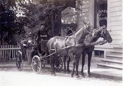 1908, Erdőssy Béla, restaurant, horse, carriage, coach, woman, teamster, Fortepan #6290