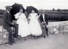 1908, Erdőssy Béla, fashion, umbrella, man and woman, walking cane, Fortepan #6304