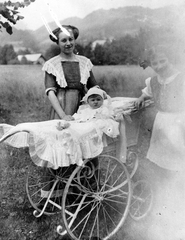 1915, Fortepan, kid, baby carriage, doll, field, kids, Fortepan #6448