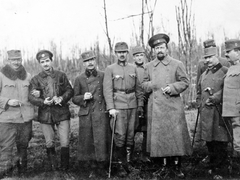 1920, Fortepan, smoking, uniform, tableau, men, soldier, walking cane, hand-in-waistcoat, hold upper arms, Fortepan #6489