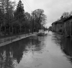 Magyarország, Balatonboglár, Dózsa György utca (7-es főút), balra a 41. számú telek kerítése., 1965, Magyar Rendőr, FSO Warszawa, Fortepan #65106