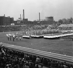 Magyarország, Budapest IV., Újpest, Megyeri út, Újpesti Dózsa pálya., 1965, Magyar Rendőr, Budapest, Fortepan #65114