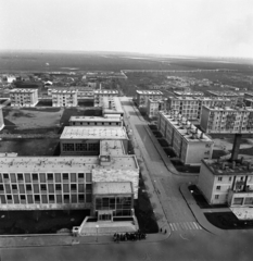 Magyarország, Tiszaújváros, (Tiszaszederkény) kilátás a víztoronyból, középen a Tisza út., 1966, Magyar Rendőr, madártávlat, Fortepan #65317