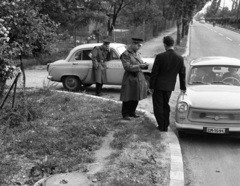 Magyarország, 1966, Magyar Rendőr, Moszkvics 407, Trabant 601, rendőrjármű, rendszám, Fortepan #65361