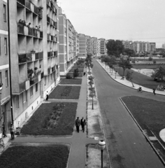 Magyarország, Budapest XIII., Fiastyúk (Thälmann) utcai lakótelep, Tahi utca., 1966, Magyar Rendőr, utcakép, rendőr, Budapest, önkéntes rendőr, Fortepan #65425