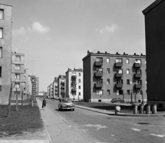 Magyarország, Kecskemét, Szabó Kálmán (Zalka Máté) utca., 1968, Magyar Rendőr, lakótelep, Volkswagen-márka, kuka, automobil, Volkswagen Bogár, Fortepan #65659