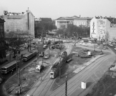 Magyarország, Budapest VIII.,Budapest V.,Budapest IX., Kálvin tér és a Magyar Nemzeti Múzeum a református templom tornyából nézve., 1974, Magyar Rendőr, reklám, autóbusz, cégtábla, Ikarus-márka, Moszkvics-márka, Barkas-márka, villamos, Ikarus 180, Ikarus 260, GAZ M21 Volga, IFA W50, Ganz UV, rendőrjármű, Ikarus 556, viszonylattábla, Nysa 522, Budapest, RAF Latvija, viszonylatszám, lakókocsi, Fortepan #66021