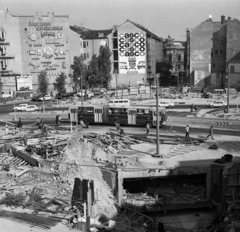 Magyarország, Budapest VIII.,Budapest V., Kálvin tér az aluljáró építése idején. Szemben a Baross utca., 1976, Magyar Rendőr, Budapest, Fortepan #66186