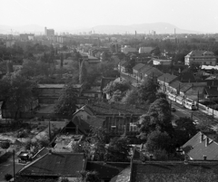 Hungary, Budapest XIX., kilátás a Széchenyi utca 2. panelház tetejéről a Nagyvárad tér felé. Jobbra az Üllői út (Vörös Hadsereg útja)., 1976, Magyar Rendőr, Budapest, Fortepan #66264