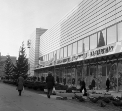 Hungary, Budapest XI., Október huszonharmadika (Schönherz Zoltán) utca, Skála Budapest Szövetkezeti Nagyáruház., 1976, Magyar Rendőr, Christmas, Budapest, Skála department store, Fortepan #66305