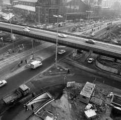 Magyarország, Budapest V.,Budapest VI., Nyugati (Marx) tér., 1982, Magyar Rendőr, építkezés, felüljáró, Budapest, Fortepan #66709