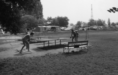 Hungary,Lake Balaton, Siófok, Szabadifürdő (ekkor Balatonszabadi-fürdőtelep), Viola utca, BM kemping., 1982, Magyar Rendőr, tent, camping, table tennis table, Fortepan #66847